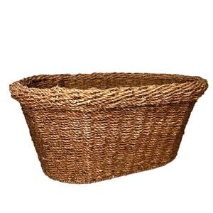 Michaela Oval Seagrass Woven Basket Beige Rustic Coastal Beach